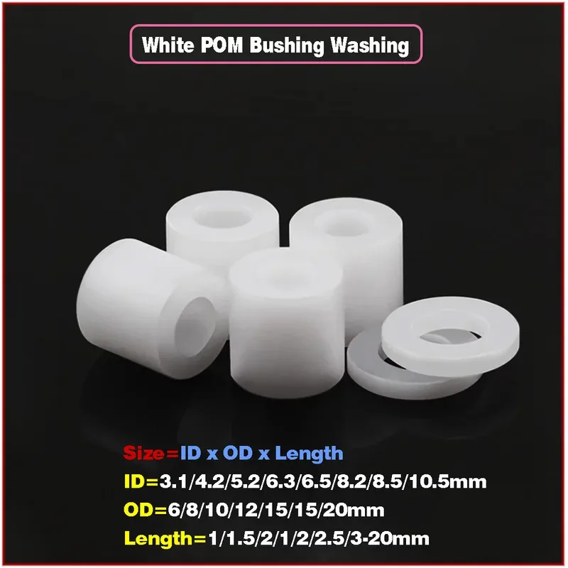 White POM Insulated Bushing Washer Round Hollow Spacer For M3 M4 M5 M6 M8 M10