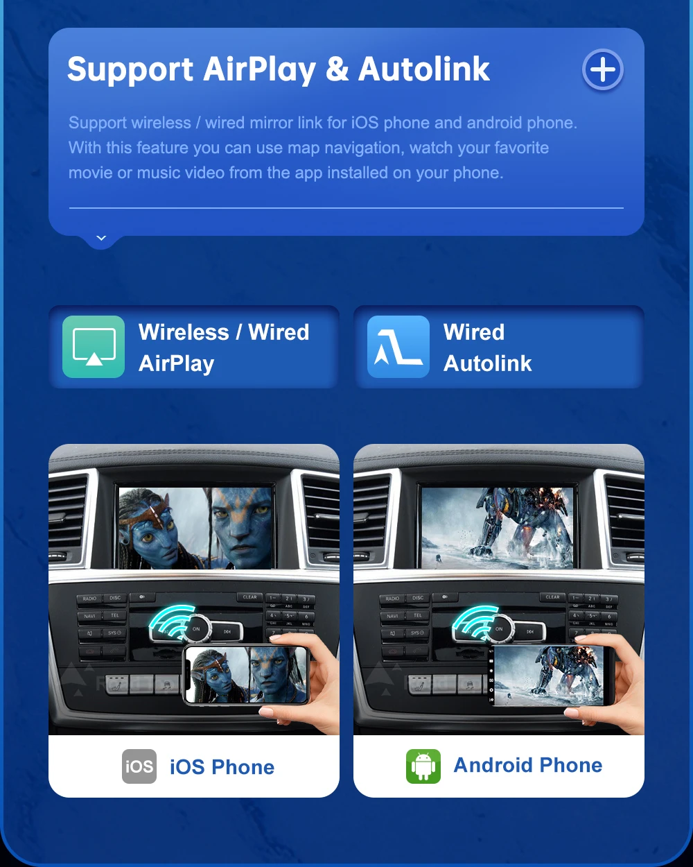 Drahtloses Android Auto für Mercedes Benz ML GL W166 X166 NTG4.5/4.7 2011–2015 mit Carplay-Schnittstelle Mirror Link AirPlay – Detail 8