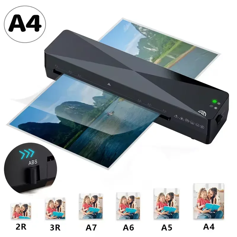 Portable Thermal Home/Office Hot and Cold Laminator Machine For A4 Document Photo Blister Packaging Plastic Film Roll Laminator