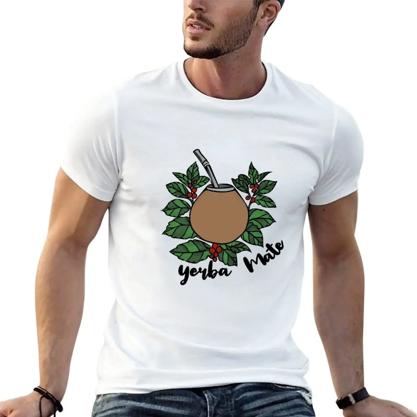 Yerba mate gourd and leaves T-Shirt summer tops shirts graphic tees Tee shirt cute tops mens graphic t-shirts hip hop