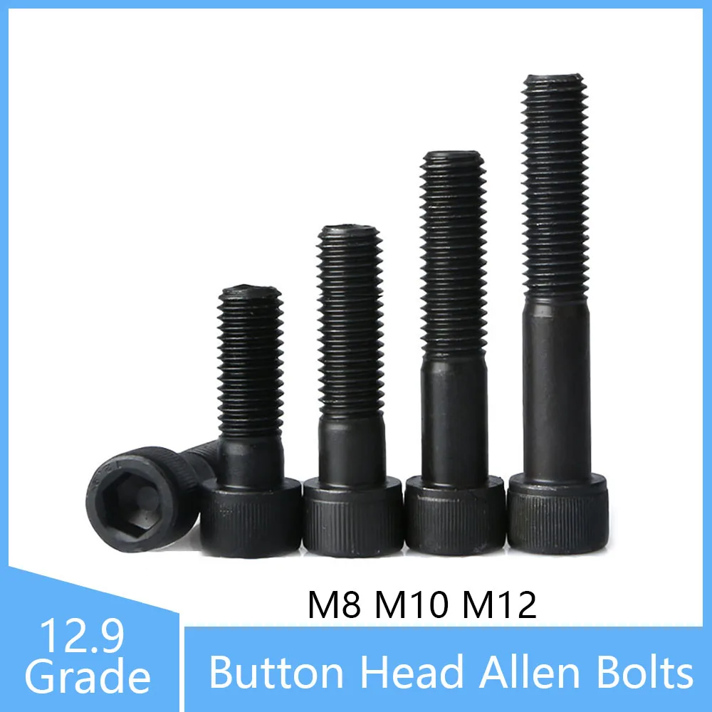 

1 шт. болты с шестигранной головкой M8 M10 M12 винты с полурезьбой 12.9 сортов самостоятельного цвета черные шестигранные болты