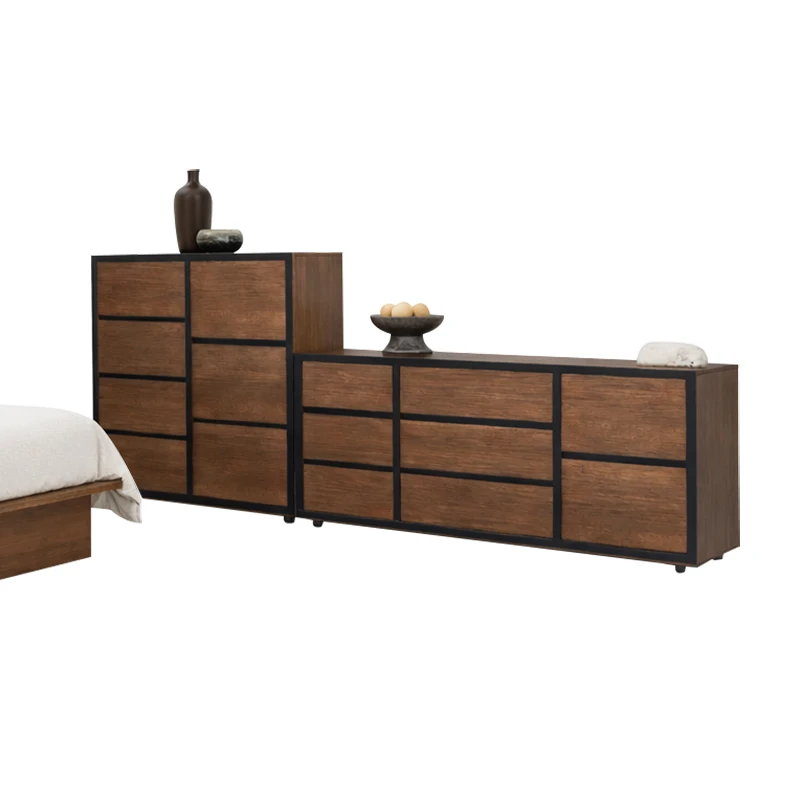 sg-American Simple Solid Wood Bedroom Sets Adjustable Double Bed Home Storage Wooden Frame king Size Complete Bedroom Furniture& - view 5