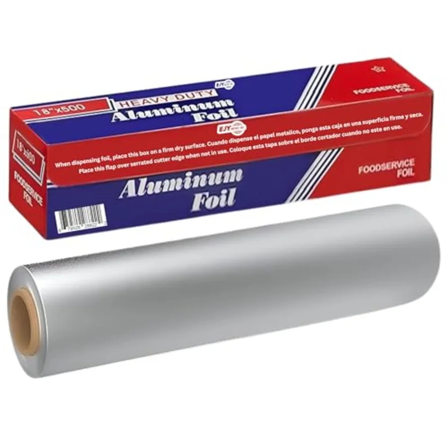 

18" x 500 Feet Heavy Duty Aluminum Foil Wrap Commercial Grade for Food Service Industry Aluminum Silver Foil for Cooking Baking