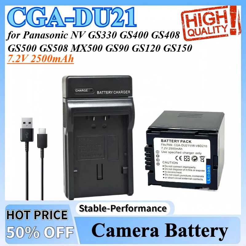 CGA-DU21 DU06 DU14 DU07 VW-VBD210 Battery + Charger for Panasonic NV GS330 GS400 GS408 GS500 GS508 MX500 GS90 GS120 GS150 GS180
