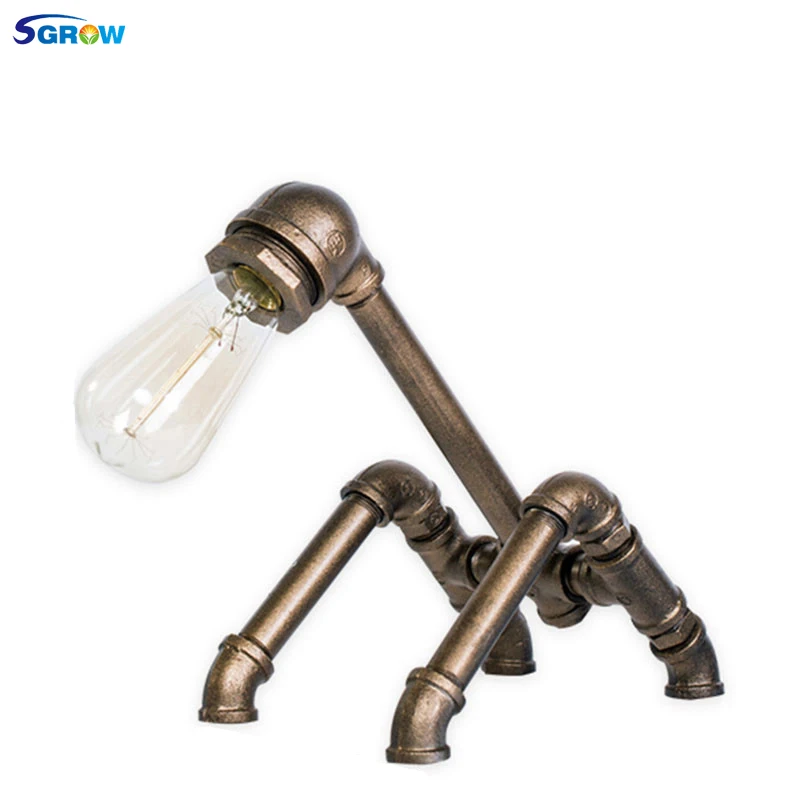 SGROW Water Pipe Table Lamps For Living Room Bedroom Loft Industrial Desk Lights Vintage Bedside Home Decor Lamp Tischlampe