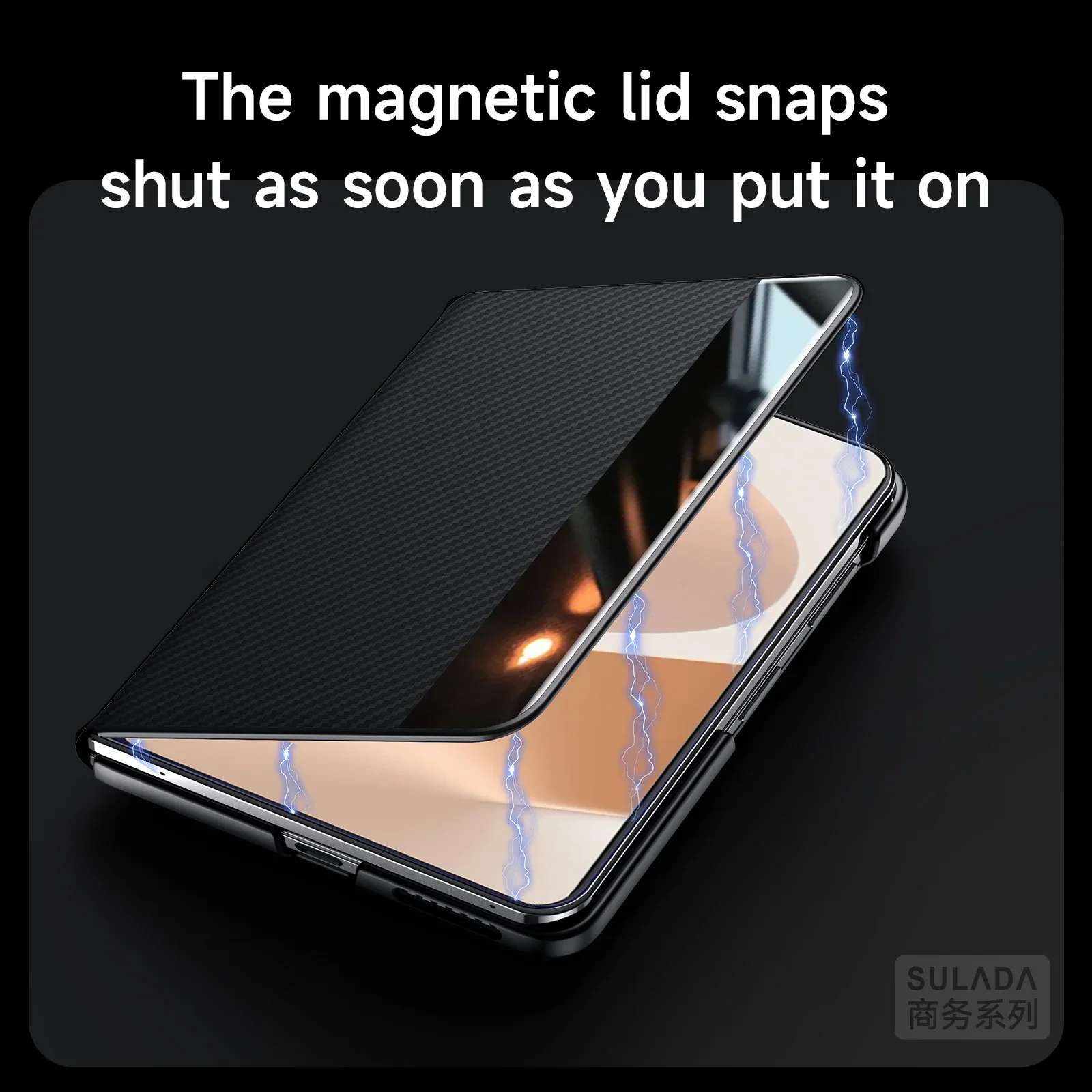 Inteligentne etui z klapką do Samsunga Z Fold 8, Fold 7, 6, 5, W26, z teksturą Kevlaru Sulada, z przegródką na karty i wbudowanym magnetycznym uchwytem na telefon. — zdjęcie produktu 5