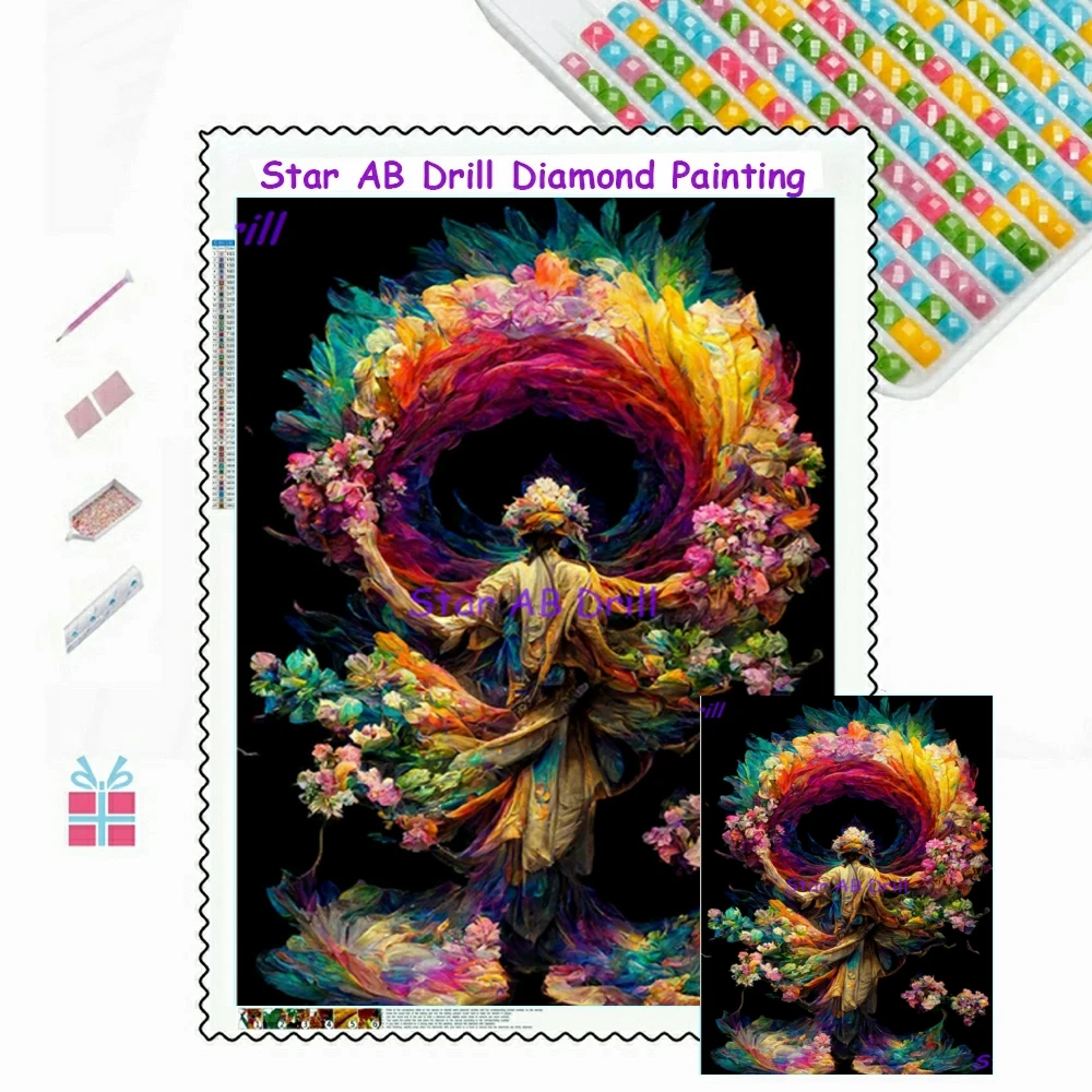 

5D DIY Full AB Drill Square Round Diamond Painting Cross Stitch Kits Embroidery God Of Psychedelics Rhinestone Home Decor Poster