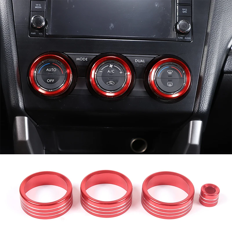 For 2013-2018 Subaru Forester aluminum alloy red car air conditioner rearview mirror adjustment knob circle sticker auto parts