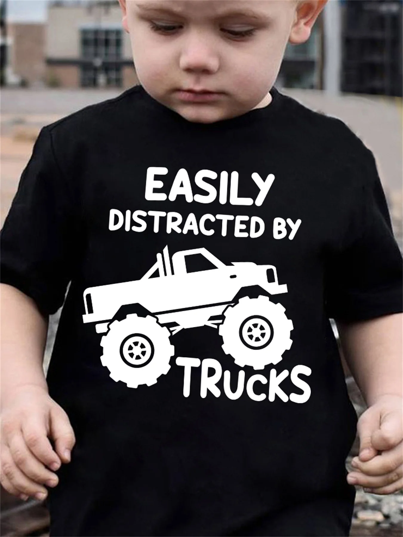 Monster Truck Silhouette Quote Print Family Matching Cotton Tees Short Sleeve Tops For Mom Dad Boys Girls Daily Wear