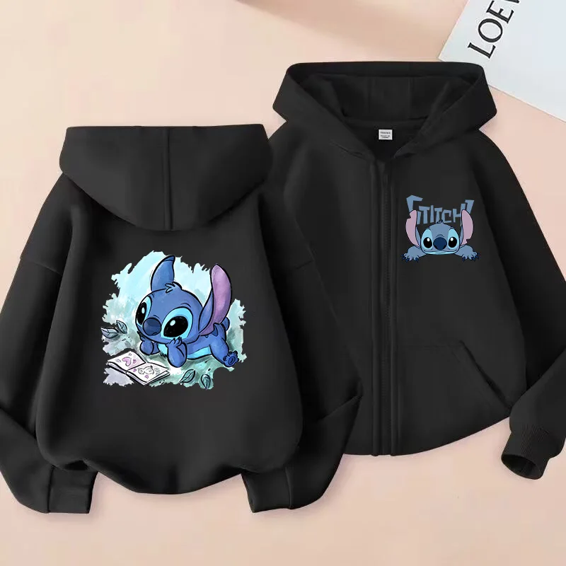 Zip Up Sweatshirts Stitch Hoodie Children Cartoon Clothes Kid Girl Boy Lilo and Stitch Sweatshirt Zipper Hoody Baby Casual Top