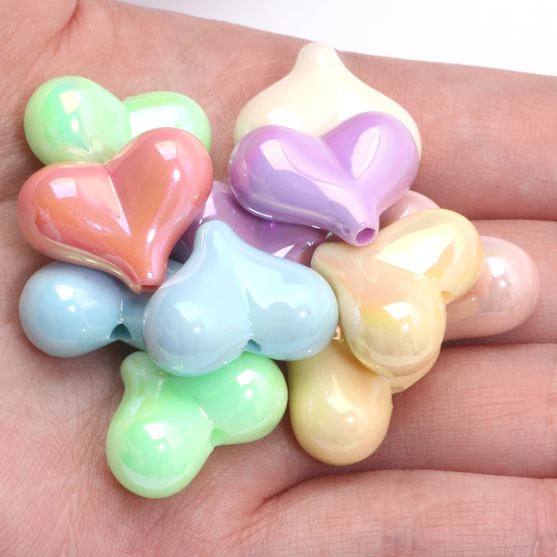 10pcs Mixed Color ABS Heart Shape Acrylic Beads Loose Spacer Beads For Jewelry Making Diy Bracelet Earrings Pendant Supplies