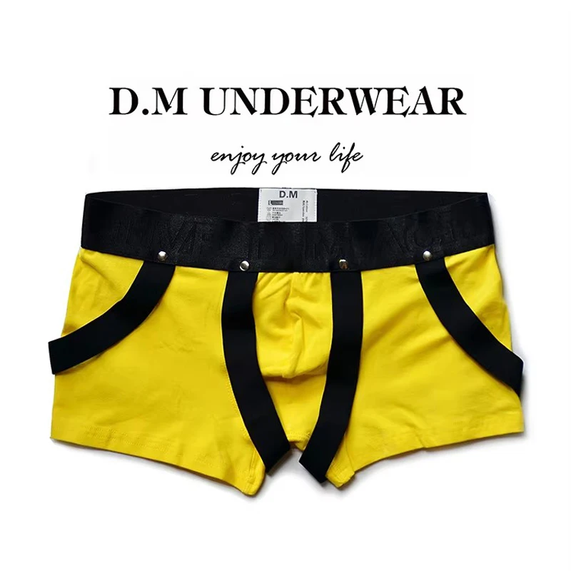 

Men's Underwear Rivet Ring Stripes Hip-lifting Design Four Corners Boxers Male Fashion Under Panties