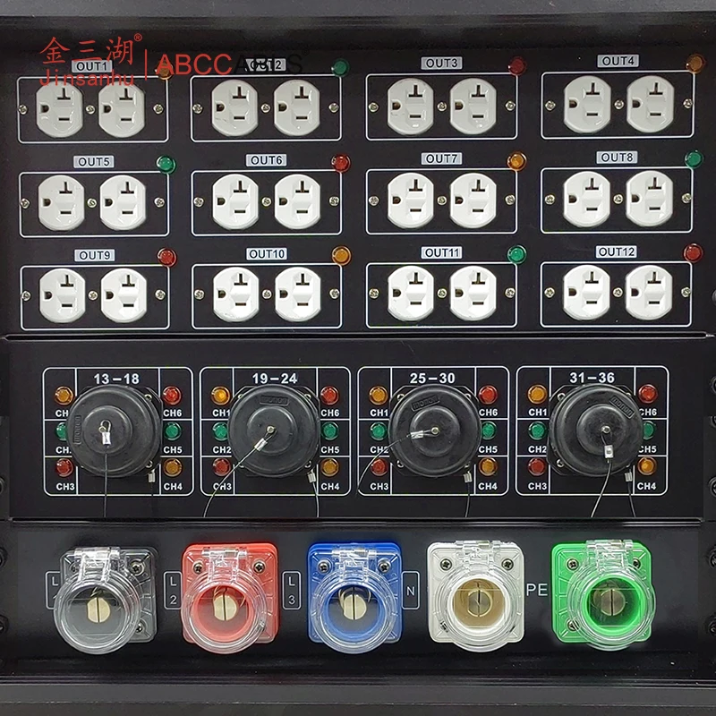 ABCCABLS 36CH US Stage Power Distribution Box, 3 Phase Camlock Input with NEMA 5-20R Outlet Portable Touring Power Distro