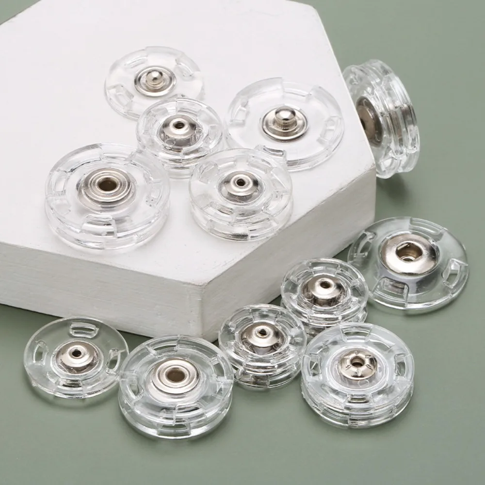 10Pcs Transparent Fastener Sewing Accessories Acrylic Invisible Press Stud Round DIY Snap Button