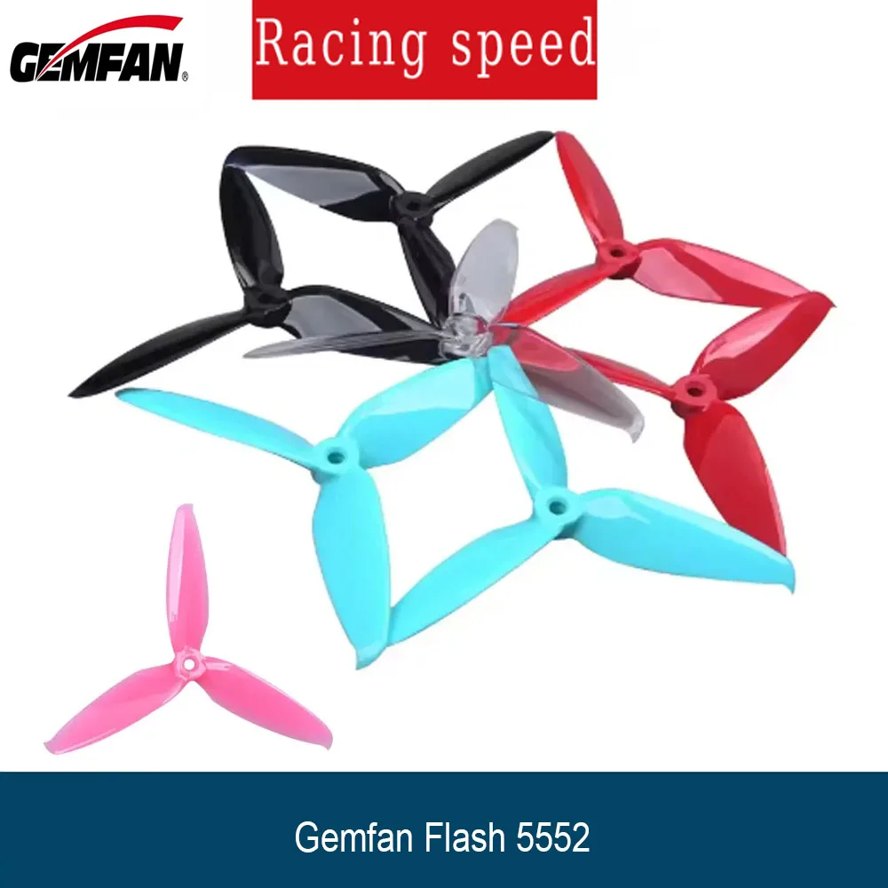 2 paires Gemfan Flash 5552 3 pales 5 pouces hélice PC CW CCW accessoire Compatible pour pièces de Drone de course FPV