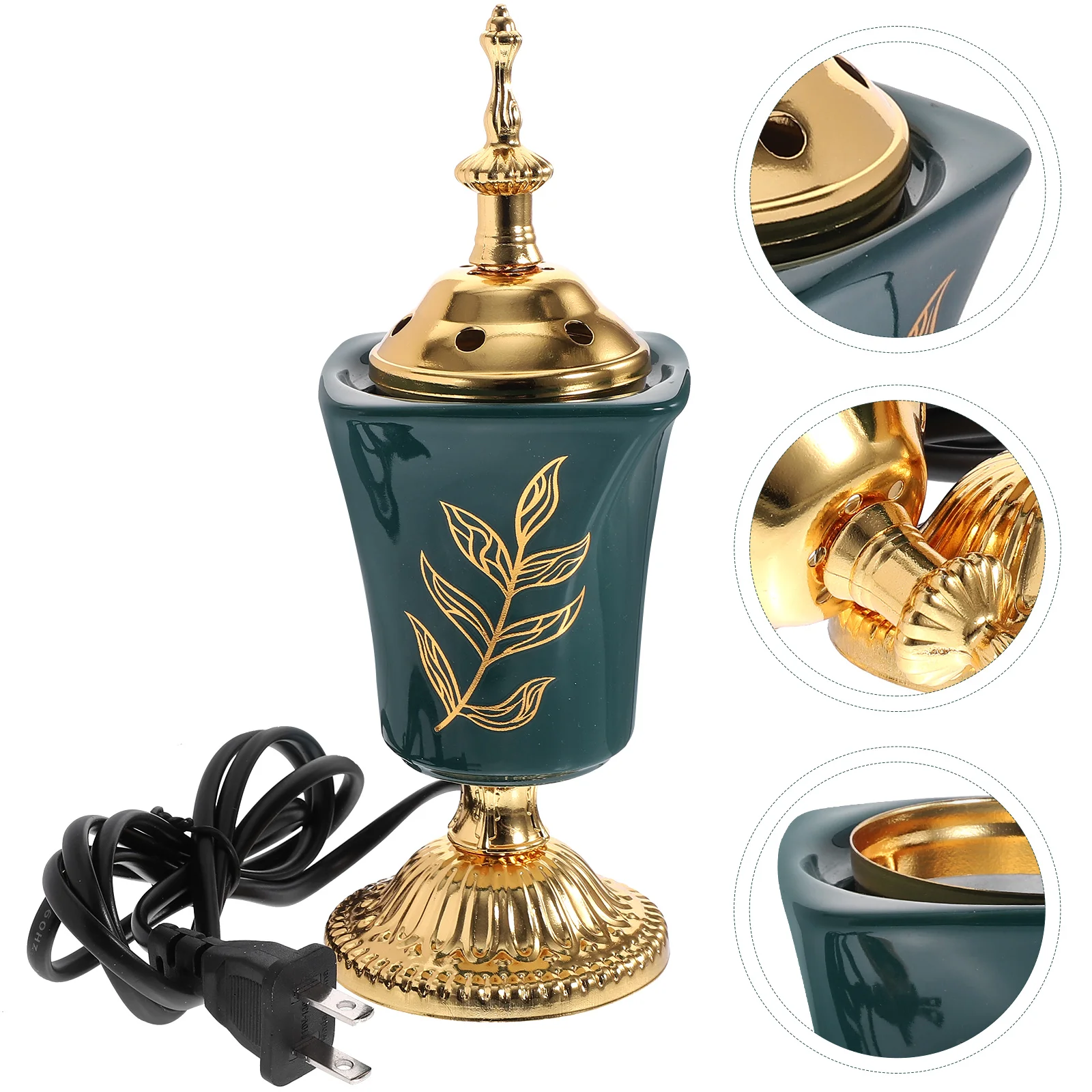 

Electric Censer Burner Plug-in Incense Decorations Holder Portable Stove Green Ceramics