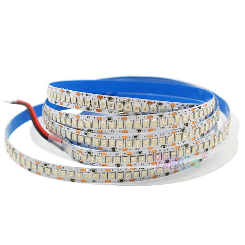 12V 5M Flexible SMD 2835 LED Strip 240Leds/m Warm White/White/Red/Green/Blue lights tape High brightness Nowaterproof White PCB