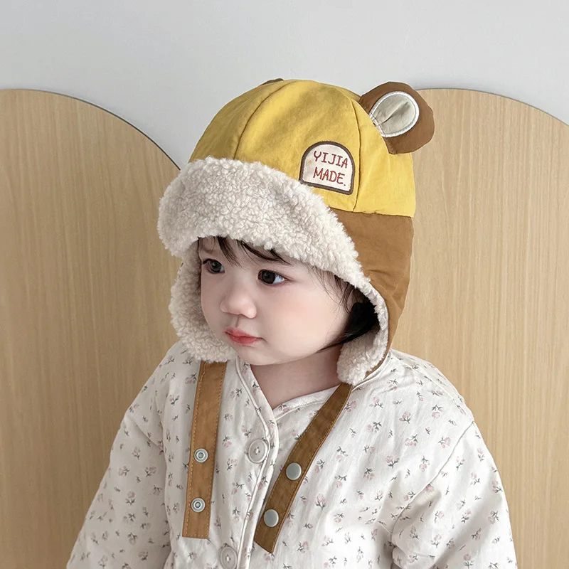 

Korean-style Children's Luxury Jacquard Fleece-lined Trapper Hat, Windproof with Ear Protection, Fashionable and Casual Warm Hat