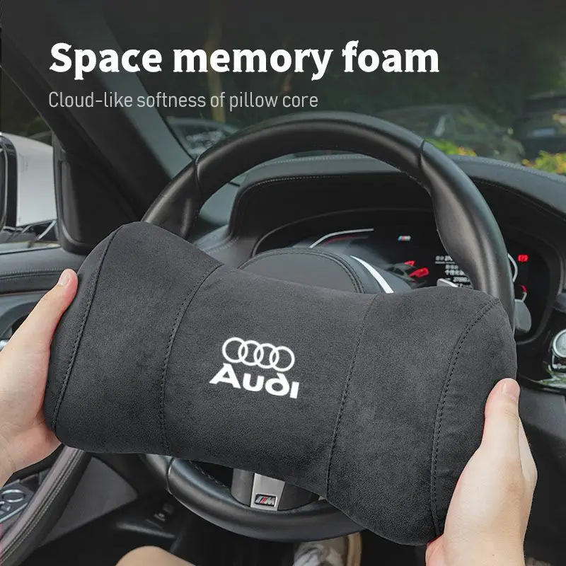 Car Seat Safety Headrest Pad Auto Logo Neck Pillow For Audi Quattro A3 A4 A6 A5 Q5 A1 Q7 Q3 Q2 Q8 A7 A8 TT S1 SQ5 RSQ3 RSQ8