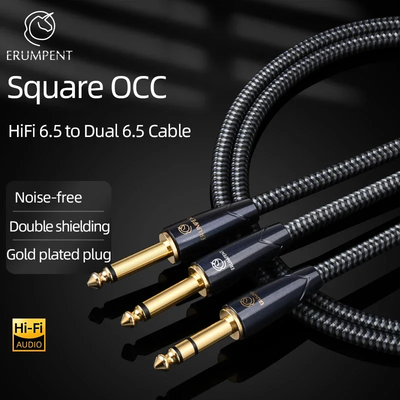 

Аудиокабель HiFi от 6,5 до двойного 6,5 для усилителя, динамика, микшера, квадратный OCC Y-образный разветвитель, разъем 6,5 TRS до кабеля 1/4 дюйма 6,35 TS
