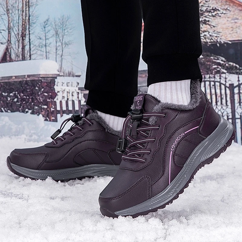 

Женские зимние теплые шерстяные хлопковые противоскользящие мягкие ботинки для отдыха, зимние ботинки, удобная прогулочная обувь для мам, круглый носок, плоский каблук