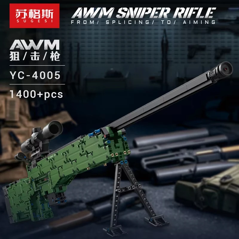 

1400 PCS AWM Sniper Rifle Series – Building Blocks, MOC Home Office Display Decor, DIY Unique Gift for Collector.