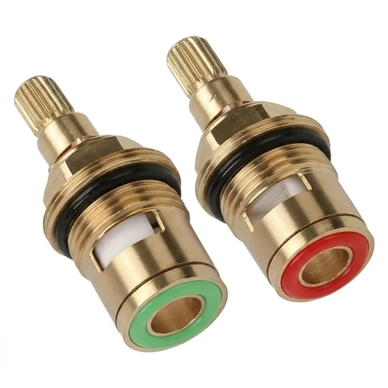 1/2pc Universal Replacement Tap Valves Brass Ceramic Disc Cartridge Inner Faucet Valve for Bathroom, Anti-clockwise or Clockwise