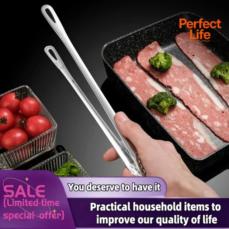 1/2Pcs BBQ Grill Meat Tongs Cooking Tweezers for Food Utensils Kitchen Tools NewStainless Steel Barbecue Tongs Clip