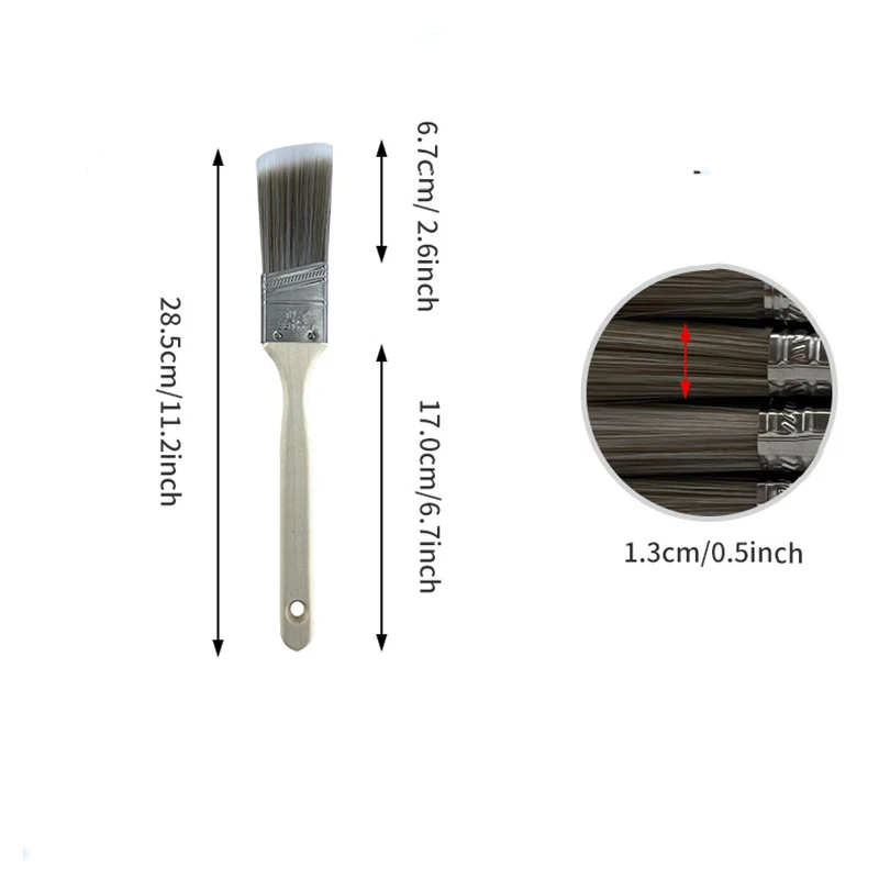 5-teiliges Pinselset, weiße, kaffeefarbene Farbe, langstielige, abgeschrägte, kuntspezifische Nylonpinsel für Grill- und Meeresgebrauch – Detail 4