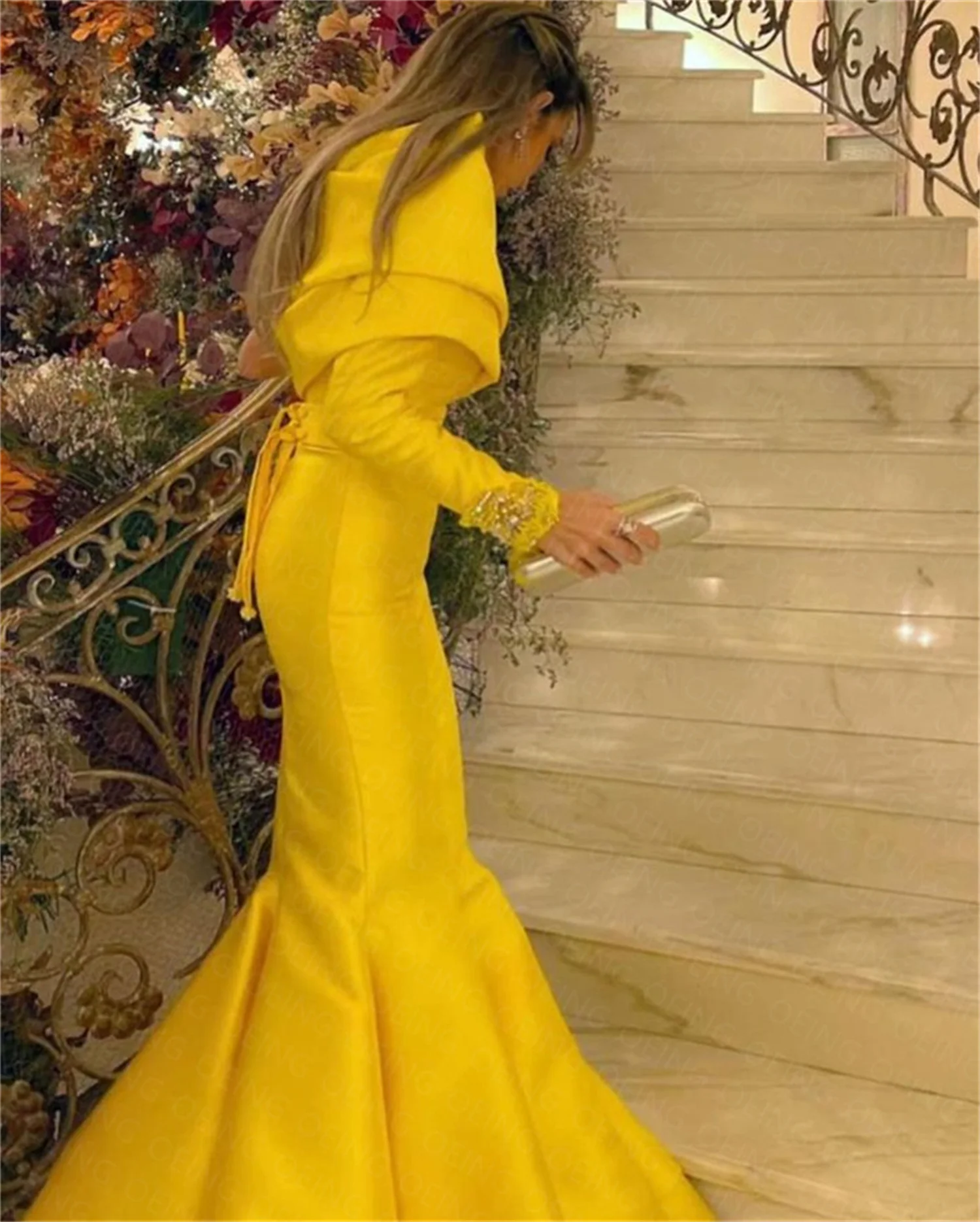 Lorrtta Yellow Women\'s Evening Dress for Women Very Elegant Evening Dresses for a Wedding Satin Robe Long Soft Dresses Party