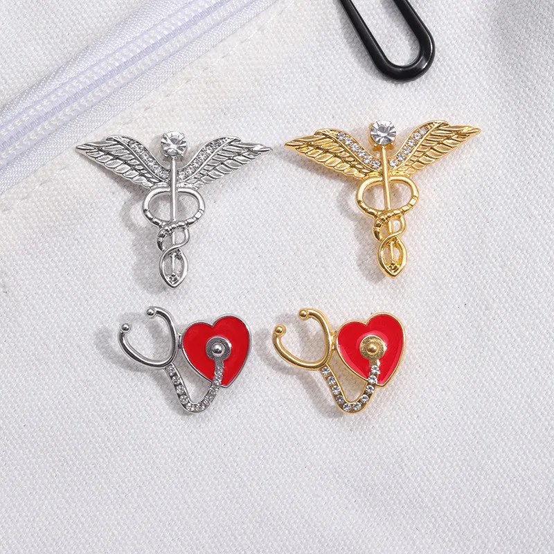 Cartoon Heart Doctor Nurse Enamel Brooch High Quality Medical Stethoscope Lapel Badge Pins Jewelry Party Gifts For Women Girls