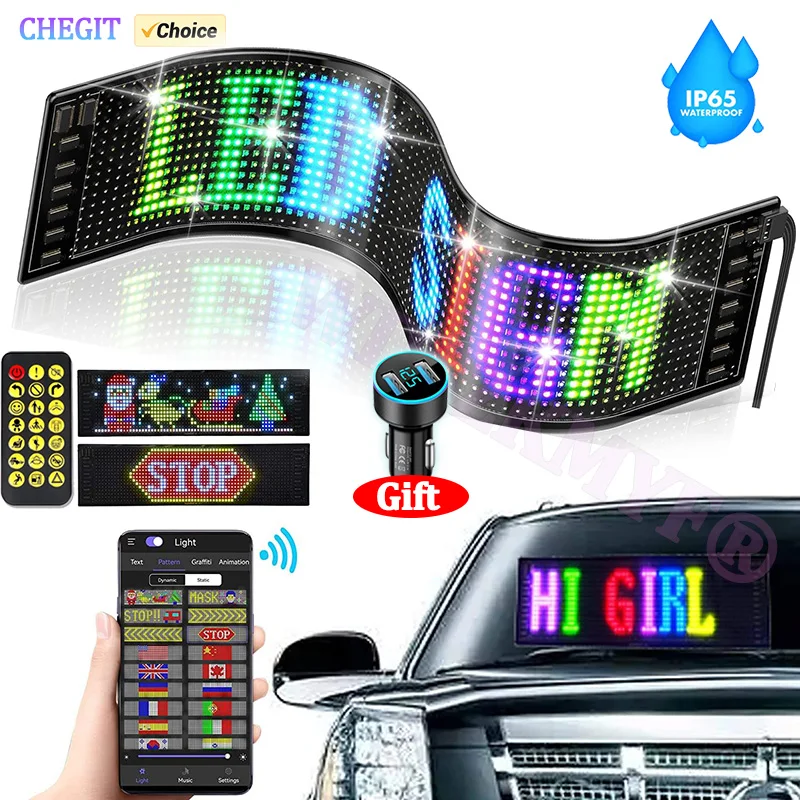 Car LED Sign Bluetooth APP LED Matrix Pixel Panel Night Light DIY Programmable Flexible LED Display For Car Store Hoteltooth APP