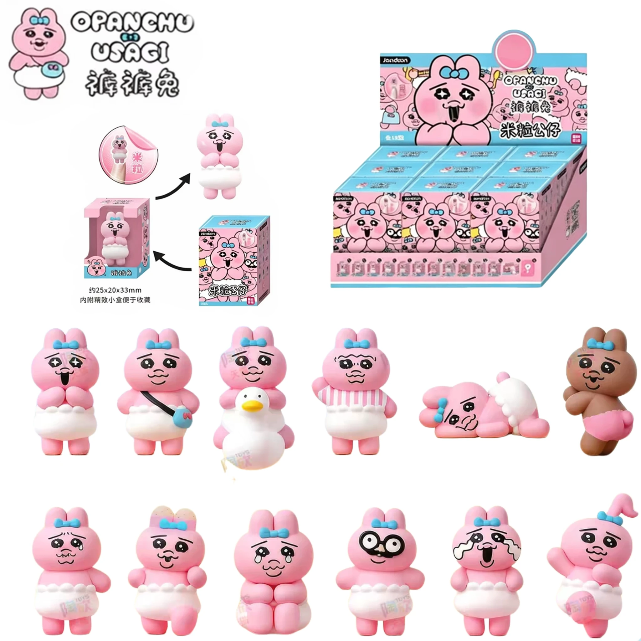 12 Stück JANDOOM Opanchu Usagi Blind Box Figuren Niedliche Rosa Hasen Anime Puppen Actionfiguren Sammlerstücke Kawaii Mini-Figuren