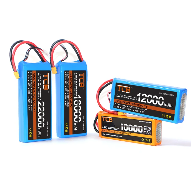 TCB Battery Lipo 2S 3S 4S 5S 6S 12S 8000mah 10000mah 12000mah 16000mah 22000mah 7.4V 11.1V 14.8V 18.5V 22.2V 44.4V 5000mah