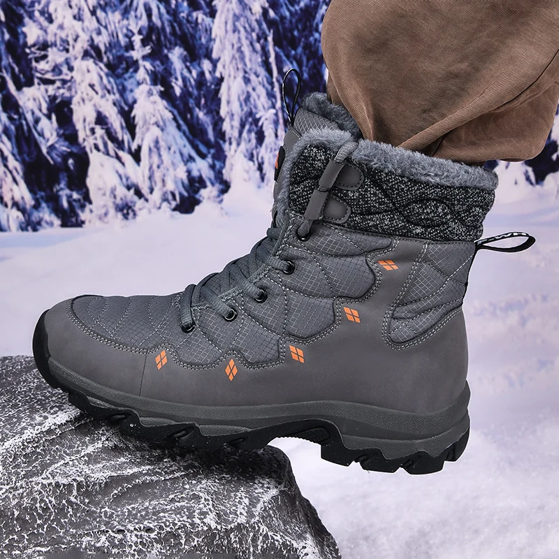 

Men's Winter Snow Boots Waterproof Hiking Boots Warm Fur Lined Winter Boots Hiking Shoes for Outdoor