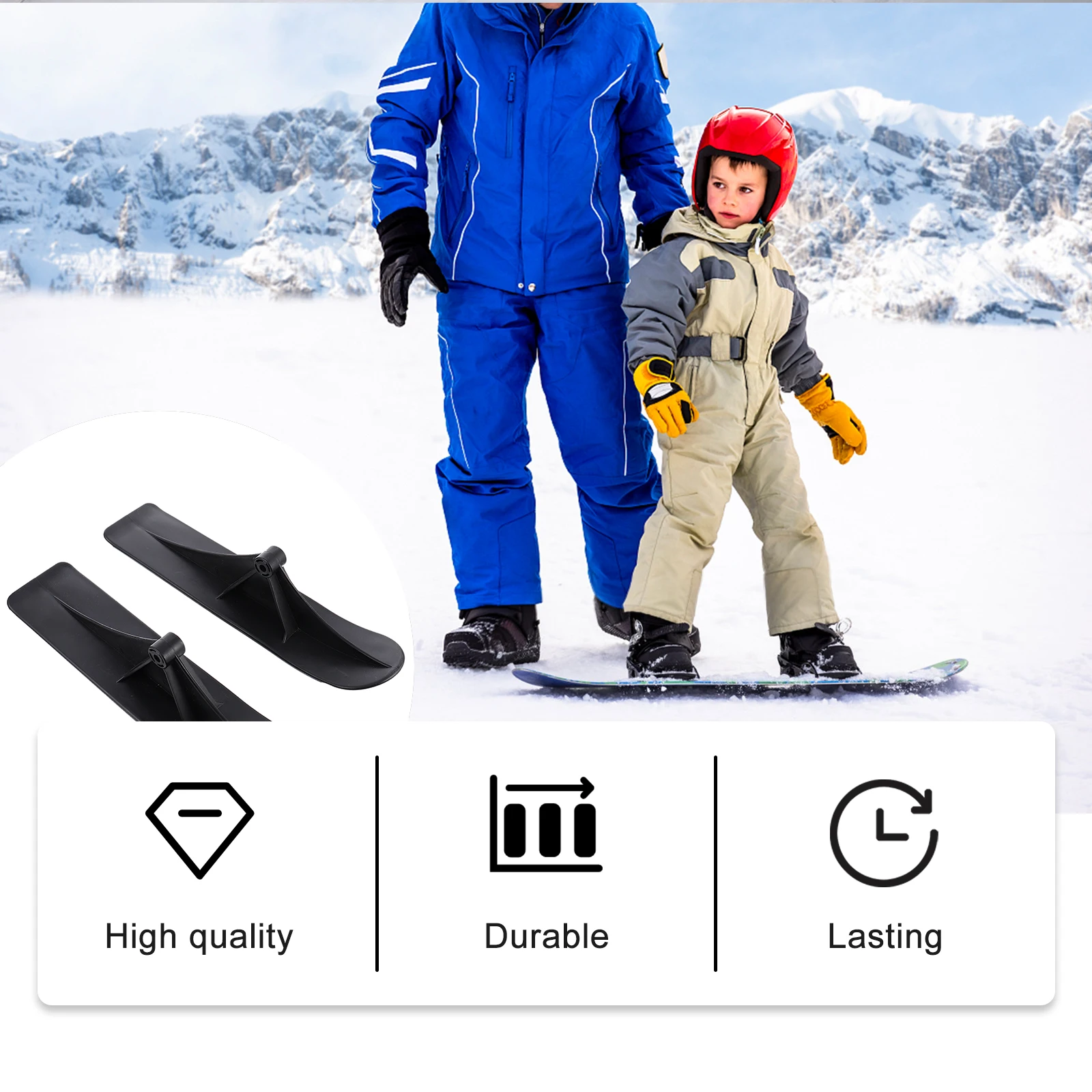 

Portable Snowboard 125 Wheel Dual use Kids Scooter Sled Black Color Easy Installation Winter Toy Snowmobile Accessories