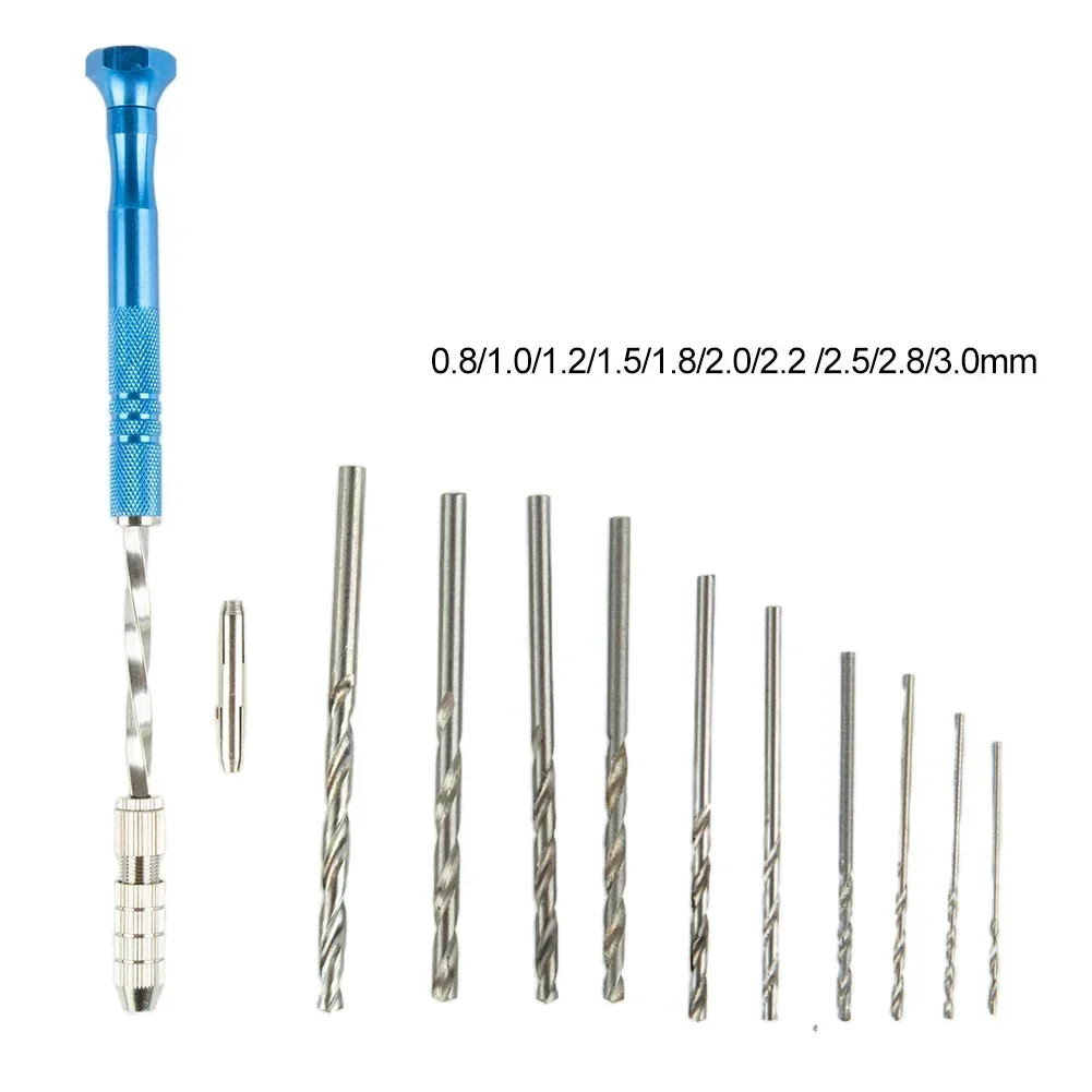 10x Blue Extended Semi-automatic 0.5-3mm Hand Drill Amber Plastic Circuit Board Drilling Tool Drill Set