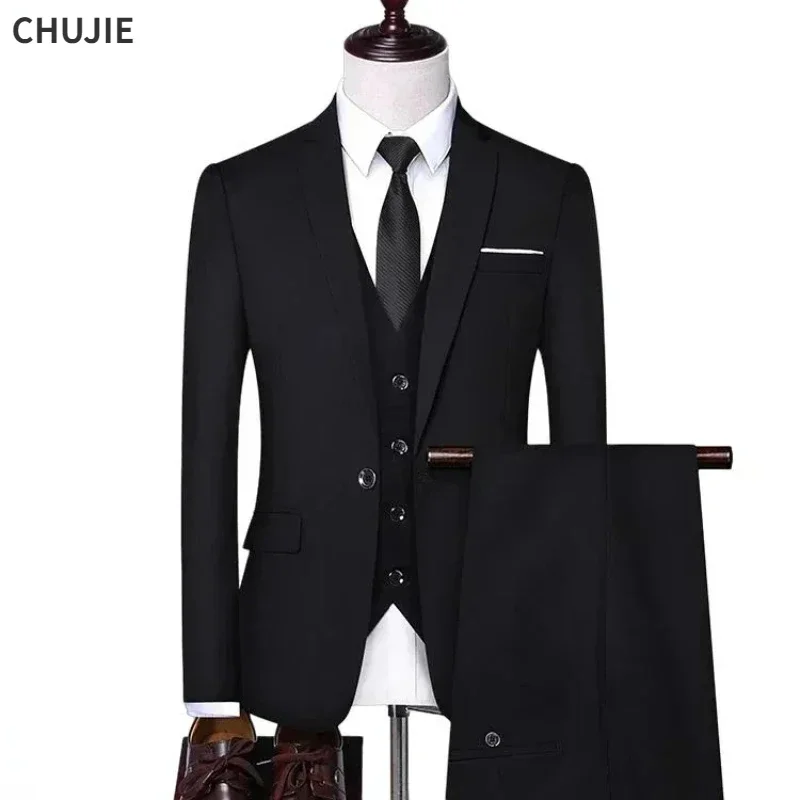 Anzug Für Männer Blazer Set Elegante Hochzeit Luxus 3 Stück 2024 Hohe Qualität Business Formale Weste Hosen Volle Mäntel Jacken kostüm