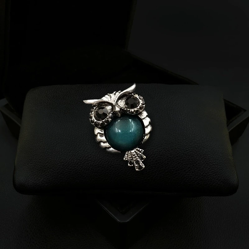 Deep and Mysterious Vintage Distressed Owl Brooch Vivid Expressive Corsage Pin Accessory for Women Suit Men Badge Jewelry 2113