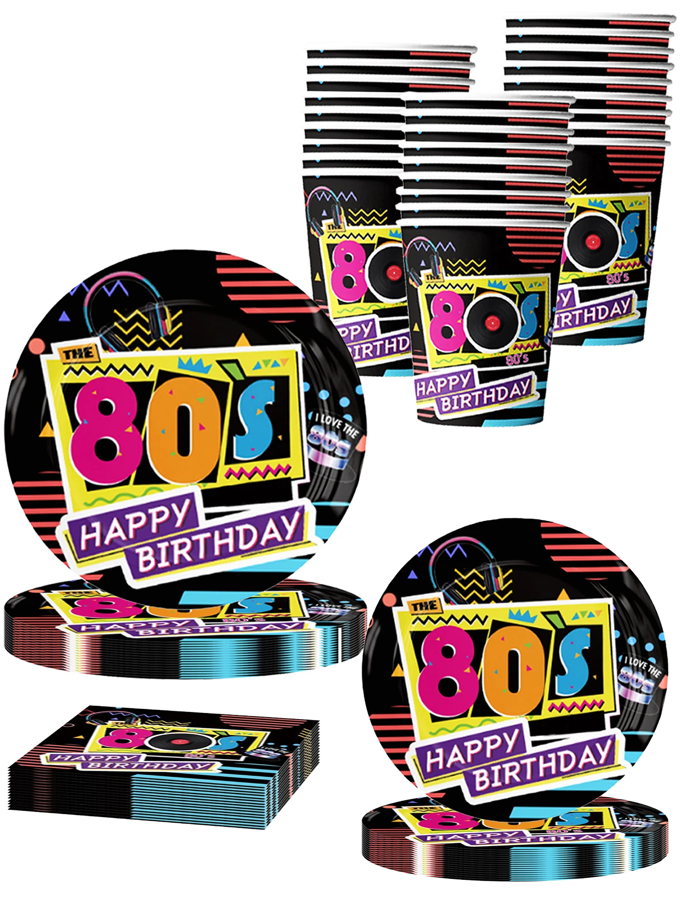 Vasos y Platos de Papel para Fiesta de Cumpleaños Estilo Hip Hop de los 80, Artículos de Mesa para Adultos, Recuerdos Retro de Música Disco, Artículos para Baby Shower