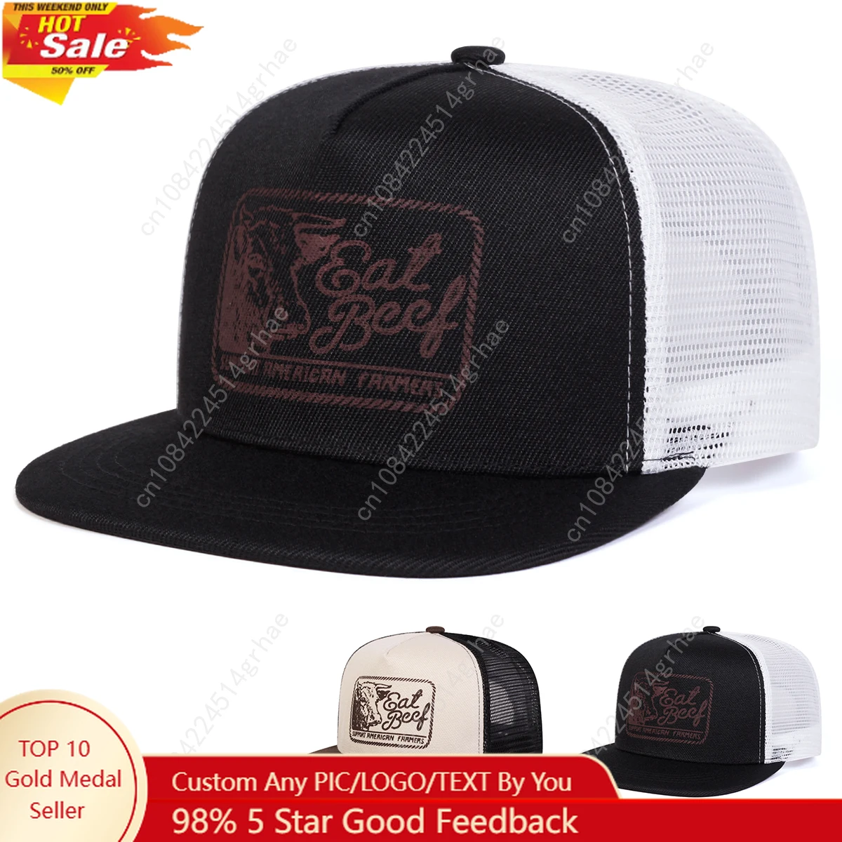 Unisex EAT BEEF Letter Embroidery Hip-hop Net Hats Spring Summer Outdoor Adjustable Casual Baseball Caps Sunscreen Hat Cap