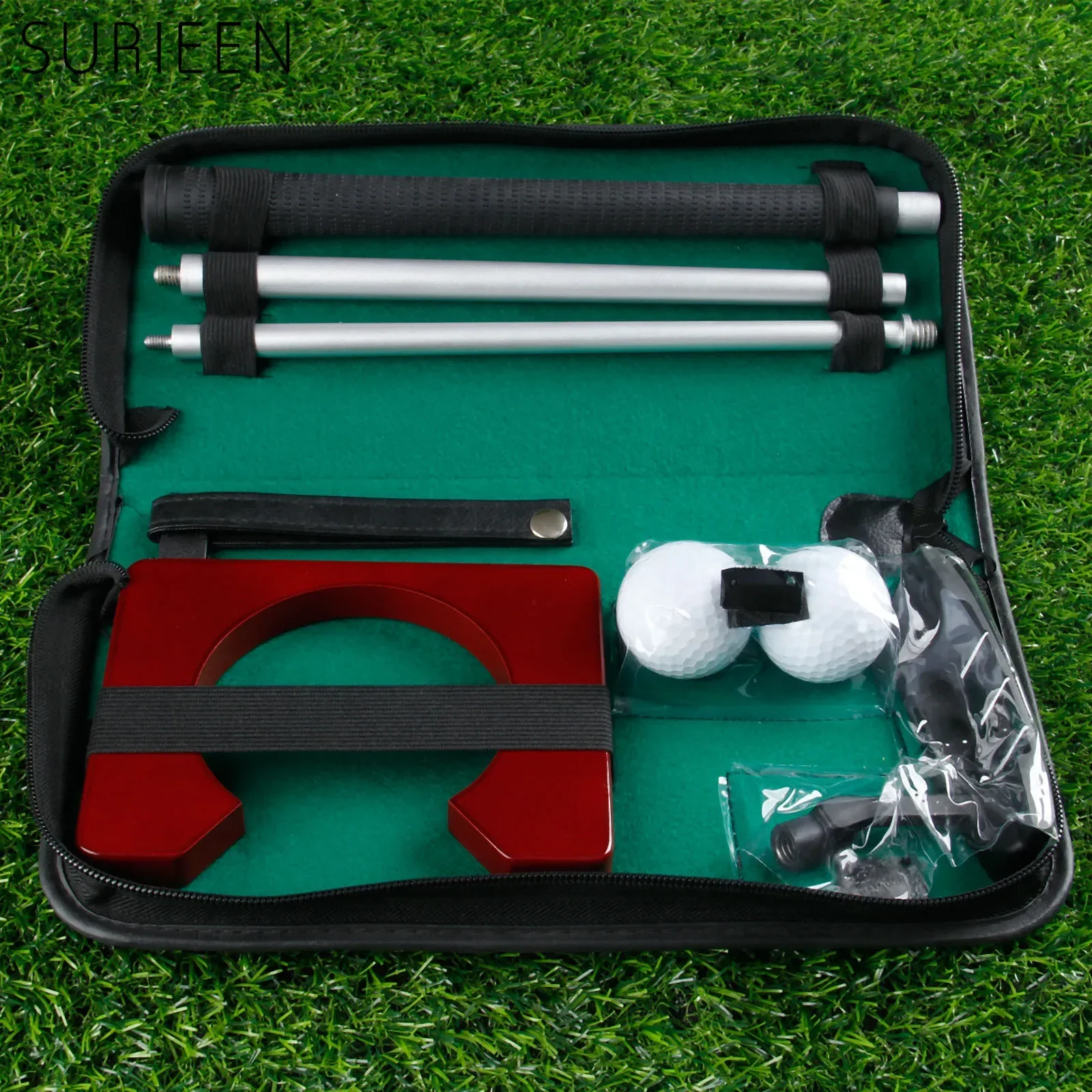 Portable Golf Tranning Aids Indoor & Outdoor Golf Ball Holder Golf Putter Putting Practice Kit Golfer Training Set With Case