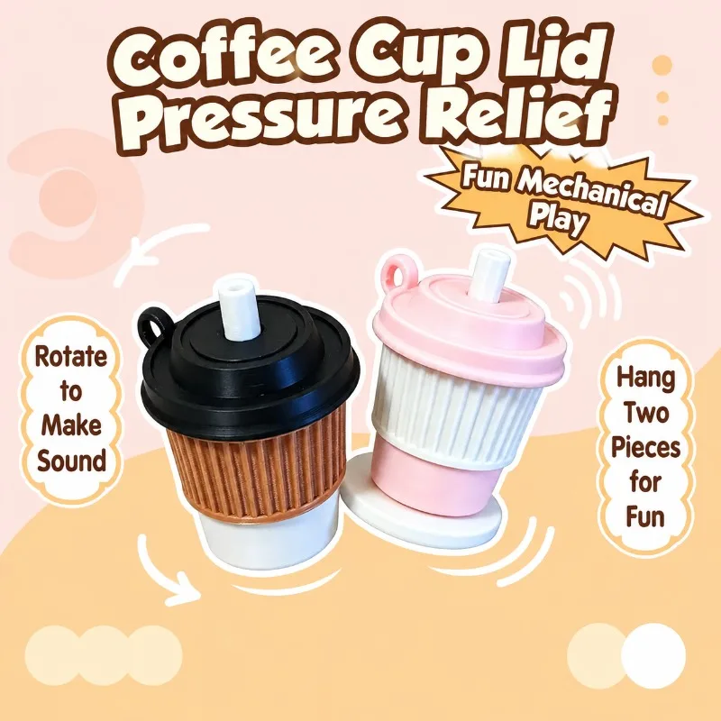 3D Printed Simulated Coffee Cup Spinning Fidget Gadget, New-style Keyring Pendant, Pocket Stress Relief Plaything, Trendy