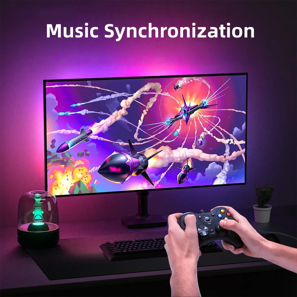 Colorful Flexible Light Strip RGB LED Strip Light PC Monitor Color Music Sync Computer Light Bar USB Port APP Control