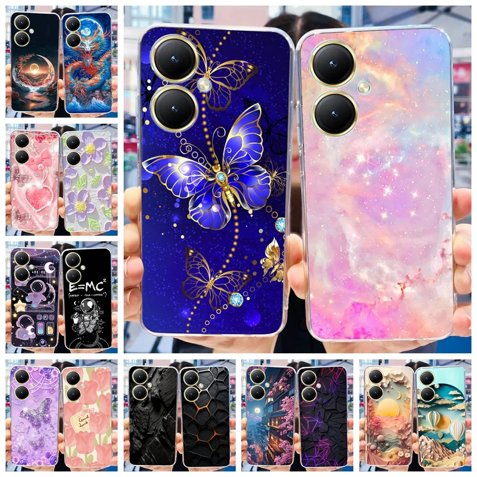 For Vivo Y27 4G Case Fashion Butterfly Slim Soft Silicone Back Cases For Vivo Y27 4G V2249 Y 27 Phone Cover on VivoY27 4G Fundas