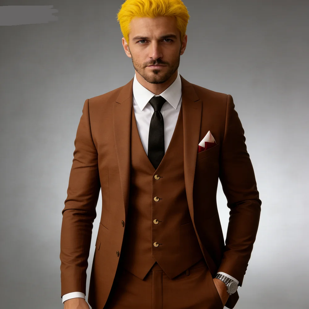 

Novo Pink Tuxedo 3-Piece Male Wedding Suit Custom-Made Single Breasted Slim Fit Men's Clothing (jaq)