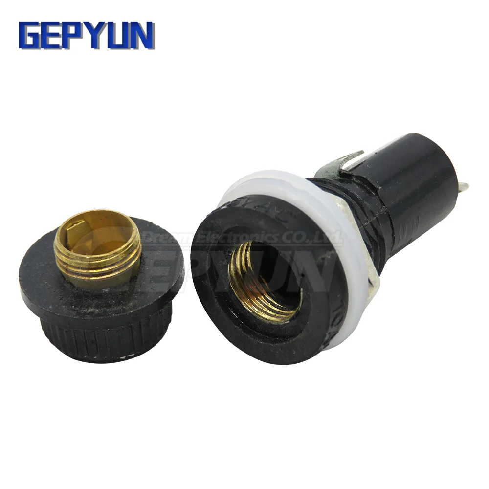 10pcs Glass Fuse holders 5*20mm 10A 250V Insurance Tube Socket 5x20 Black Panel Mount Fuse Socket Copper