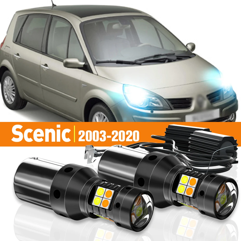 2pcs LED Dual Mode Turn Signal+Daytime Running Light DRL For Renault Scenic 2 3 4 2003-2020 2008 2009 2010 Accessories Canbus