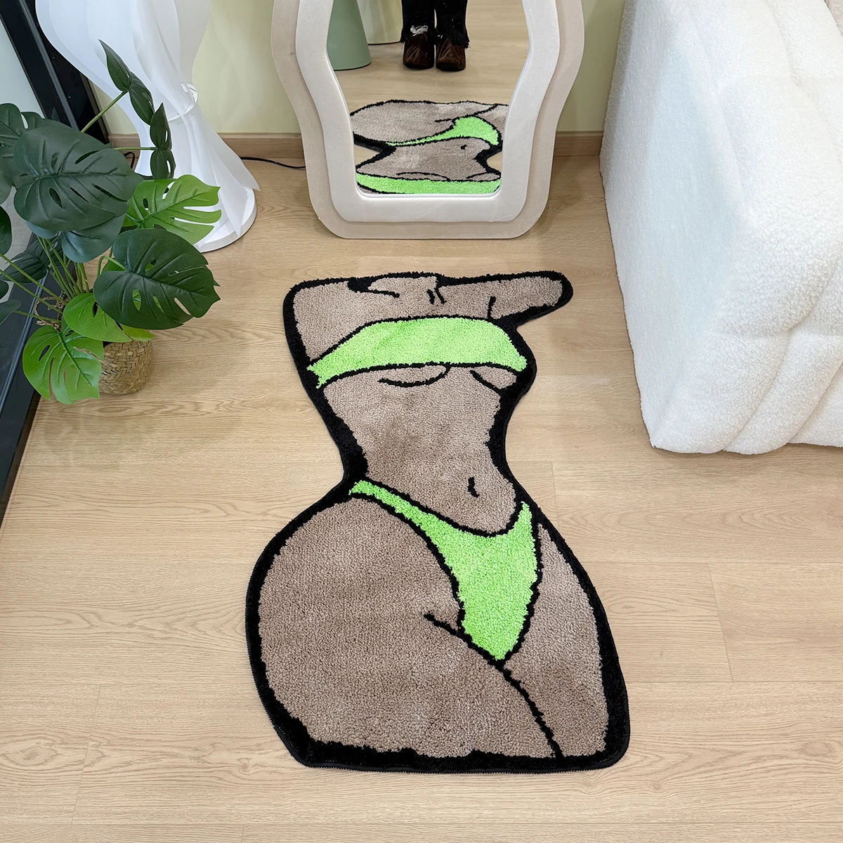 AGILESTAR Bikini Figure Rug Y2K Tufted Carpet, Soft Non Slip Floor Flocking Mat for Fashion Lovers Dressing Room Apartment Decor