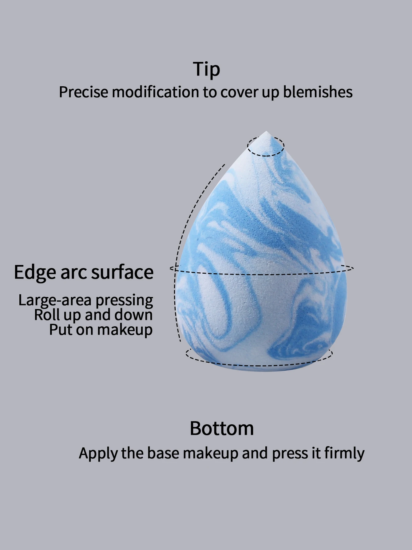 ระดับรูปลักษณ์สูง ไข่แต่งหน้าพื้นผิวหินอ่อน 3 ฟอง รองพื้นอเนกประสงค์แบบแห้งและเปียก คอนซีลเลอร์ และพัฟแป้งแต่งหน้า